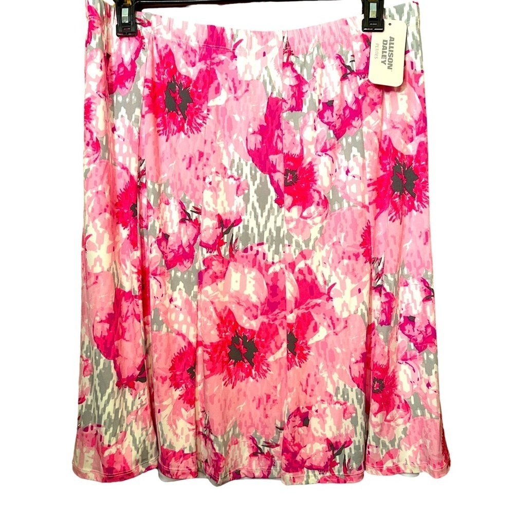 NWT Allison Daley petites size 16 P pink floral swing skirt